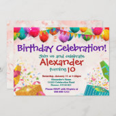Ballon Birthday Invitation Flat Card Kaart (Voorkant / Achterkant)