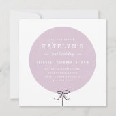 Ballon Birthday Invitation - Lavender Kaart (Voorkant)