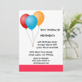 Ballon Birthday Party Invitation Kaart (Staand voorkant)