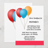 Ballon Birthday Party Invitation Kaart (Voorkant / Achterkant)