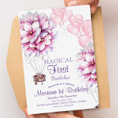 Ballon Bloemen Meisjesachtige 1e Verjaardag Kinder Kaart