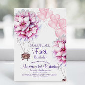 Ballon Bloemen Meisjesachtige 1e Verjaardag Kinder Kaart