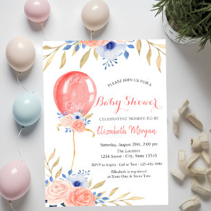 Ballon Bloemen Stippen Baby Shower Kaart