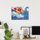 ballon - bouquet in sky via het raam poster (Thuiskantoor)