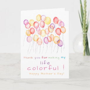 ballon coloré volant la carte de la fête des mères