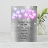 BALLON D'ARGENT MÉTALLIQUE LUXE INVITATION ANNIVER (Debout devant)