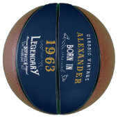 Ballon De Basket 60th Birthday Born 1963 Ajouter Nom Legend Blue Go (Vertical)