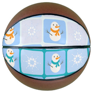 Ballon De Basket À damiers hiver bonhomme de neige motif et flocons