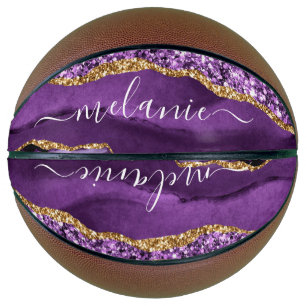 Ballon De Basket Agate Violet violet or Parties scintillant Géode N