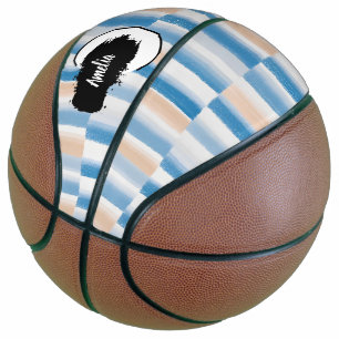 Ballon De Basket Aquarelle personnalisée moderne bleue Peach