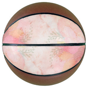Ballon De Basket Aquarelle rose Arrière - plan floral