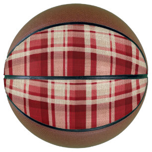 Ballon De Basket Bandes Plaid Crème Rouge