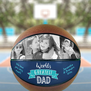 Ballon De Basket Bannière turquoise de type fun Papa le plus génial