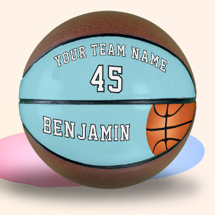 Ballon De Basket Basket-ball bleu personnalisé avec nom et numéro d