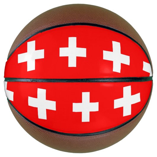 Ballon De Basket Basket-ball complet avec Drapeau de Suisse (Devant)