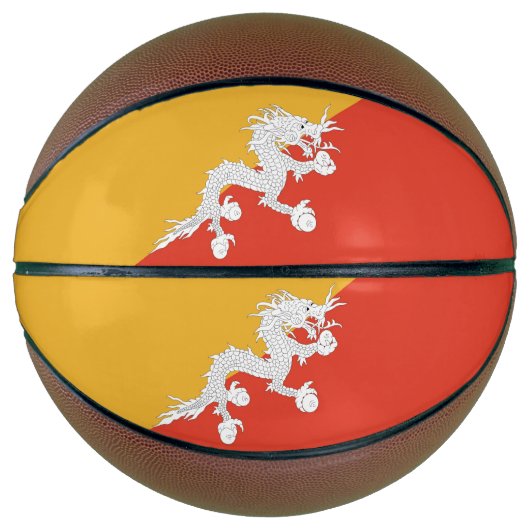 Ballon De Basket Basket-ball complet avec drapeau du Bhoutan (Devant)