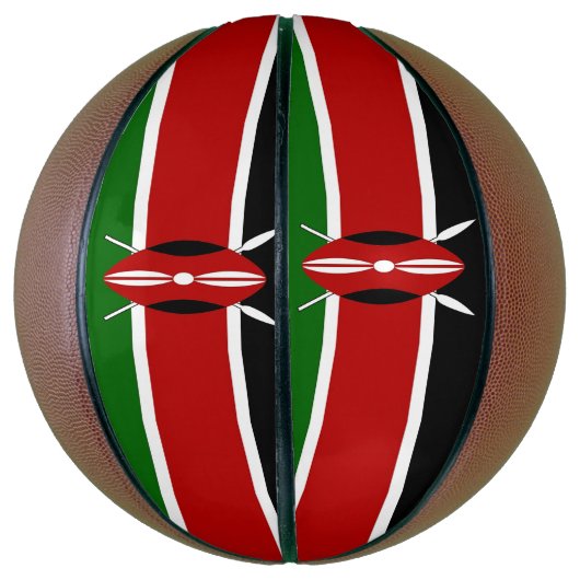 Ballon De Basket Basket-ball complet avec drapeau du Kenya (Vertical)