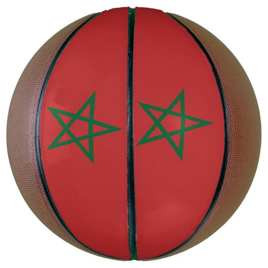 Ballon De Basket Basket-ball complet avec drapeau du Maroc (Vertical)