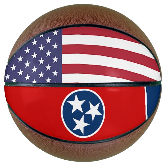 Ballon De Basket Basket-ball complet avec drapeau du Tennessee (Devant)