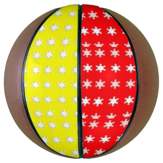 Ballon De Basket Basket-ball des flocons jaunes et rouges (Vertical)