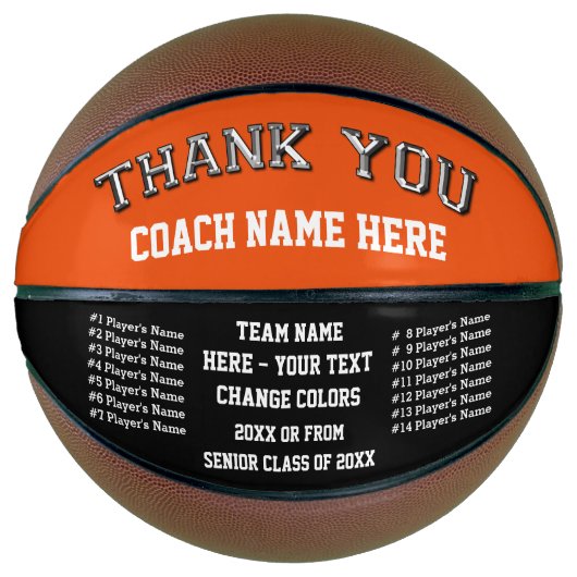 Ballon De Basket Basket-ball orange noir blanc personnalisé (Devant)