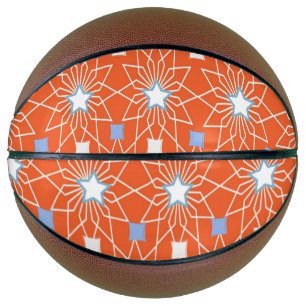 Ballon De Basket Basket-ball Orange White Blue Stars