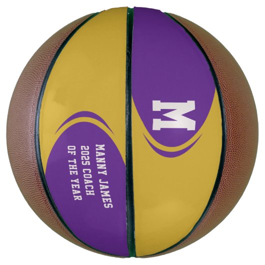 Ballon De Basket Basket-ball personnalisé en or violet (Vertical)