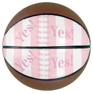 Ballon De Basket Basket-ball Rose & Rayure Blanche Elle a dit Oui !