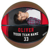 Ballon De Basket Basket-ball rouge personnalisé Nom Numéro d'équipe (Devant)