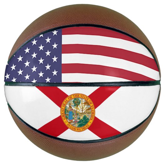 Ballon De Basket Basket complet avec Drapeau de Floride, États-Unis (Devant)