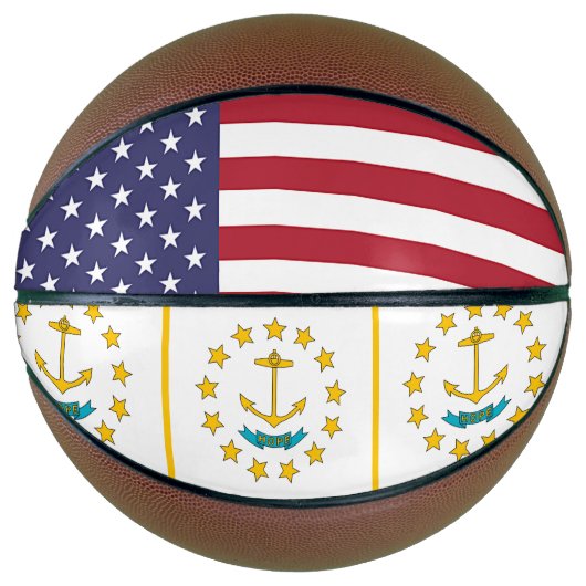 Ballon De Basket Basket complet avec Drapeau de Rhode Island, États (Devant)