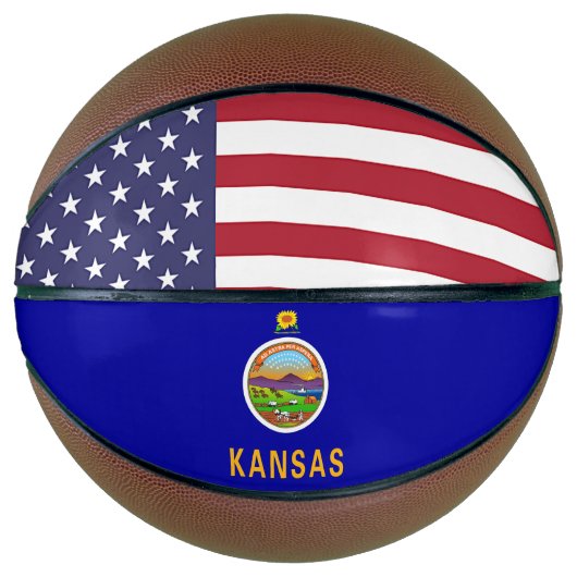 Ballon De Basket Basket complet avec Drapeau du Kansas, États-Unis (Devant)