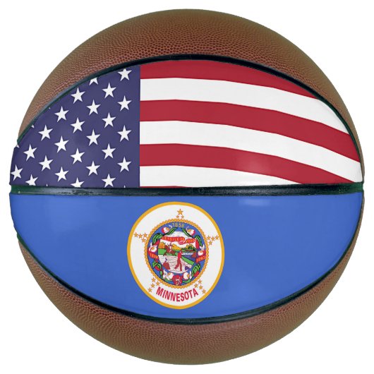 Ballon De Basket Basket complet avec Drapeau du Minnesota USA (Devant)