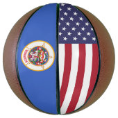 Ballon De Basket Basket complet avec Drapeau du Minnesota USA (Vertical)