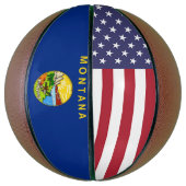 Ballon De Basket Basket complet avec Drapeau du Montana, États-Unis (Vertical)