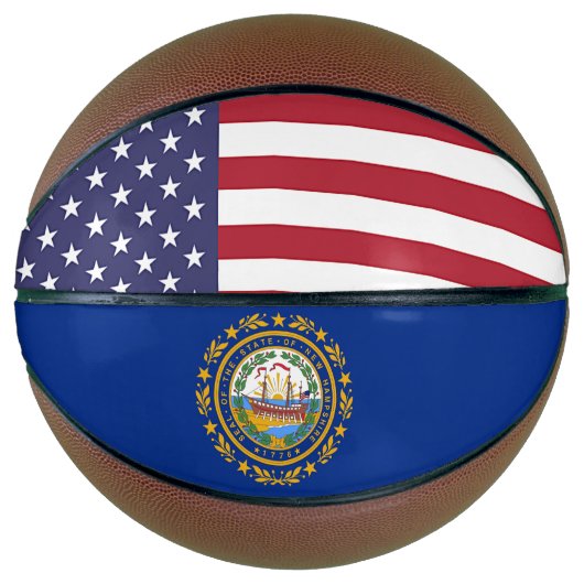 Ballon De Basket Basketball complet avec drapeau du New Hampshire U (Devant)