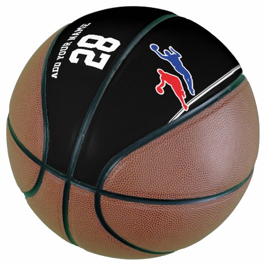 Ballon De Basket Basketball sur mesure, noir et blanc / baloncesto  (Incliné)