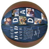 Ballon De Basket Best Dad Ever Photo Collage Woodgrain Personalize (Devant)