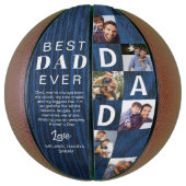Ballon De Basket Best Dad Ever Photo Collage Woodgrain Personalize (Vertical)