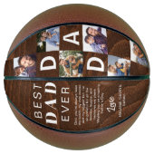 Ballon De Basket Best Dad Ever Photo Collage Woodgrain Personalize (Devant)