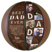 Ballon De Basket Best Dad Ever Photo Collage Woodgrain Personalize (Vertical)