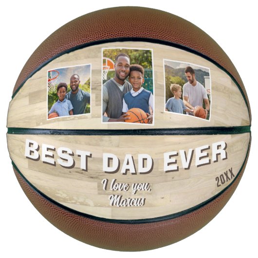 Ballon De Basket Best Papa Ever 3 Photo Collage père (Devant)