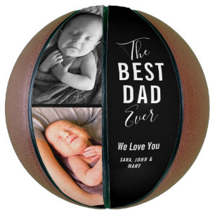 Ballon De Basket Best Papa Ever Black 2 Photo Modern Name Script