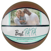 Ballon De Basket Best Papa Turquoise Moderne Typographie Famille Ph (Devant)