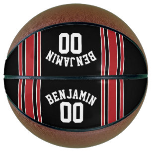 Ballon De Basket Black and Red Sports Jersey Nom personnalisé Num