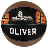Ballon De Basket Black Custom Player Nom Keepsaké Photo (Devant)