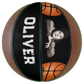 Ballon De Basket Black Custom Player Nom Keepsaké Photo (Vertical)