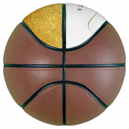 Ballon De Basket Black Gold Monogram Script Name (Droite)