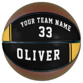 Ballon De Basket Black Yellow Player Numéro d'équipe Nom (Devant)