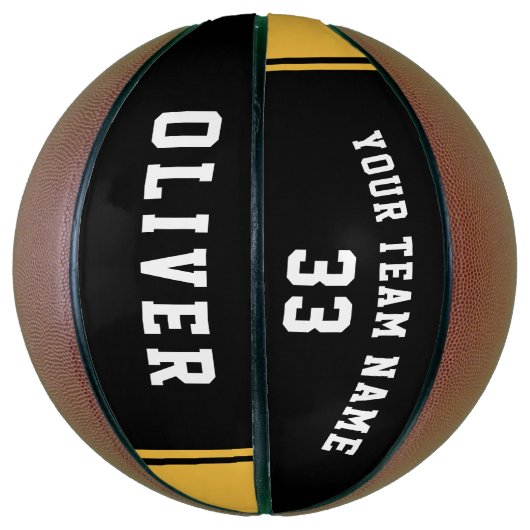 Ballon De Basket Black Yellow Player Numéro d'équipe Nom (Vertical)